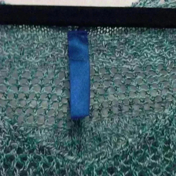 Womens knit top, size L sweater, loose knit lightweight blue green - Picture 2 of 7